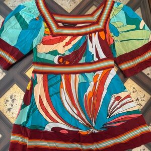 BCBGMaxAzria Colorful Puffer Sleeve Top